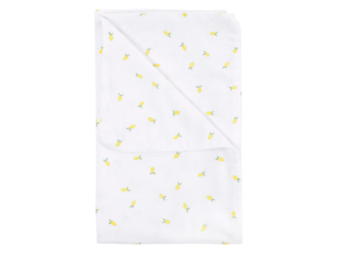 Couverture bébé mousseline citrons jaunes