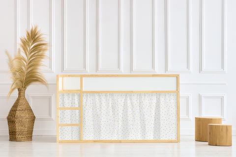 Ensemble de rideaux pour lit mezzanine 2+1 citrons jaunes en mousseline adaptés au lit Kura