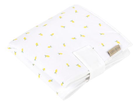 Matelas à langer de voyage mousseline jaune citrons