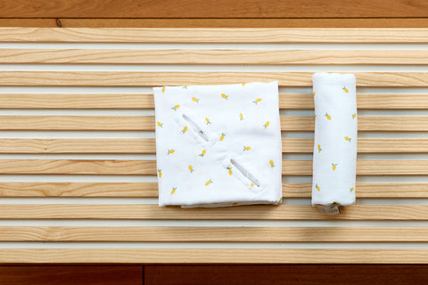 Couverture bébé pour siège bébé été mousseline jaune citrons