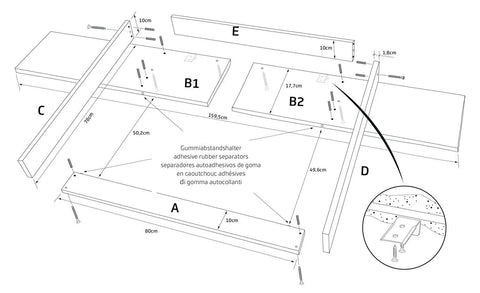 Embout d'enroulement blanc adapté pour commode HEMNES de 160 cm de large avec panneau (copie)