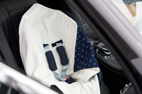 Couverture pour porte-bébé hiver mousseline ancre bleu foncé