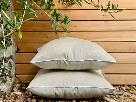 Housse de coussin en lin marron naturel