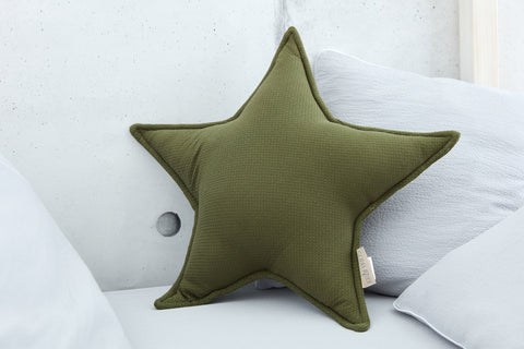 Coussin étoile double crêpe vert vert d'automne