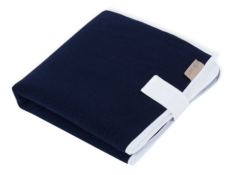 Matelas à langer de voyage mousseline bleu foncé