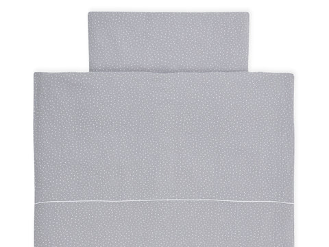 Parure de lit mousseline pois gris