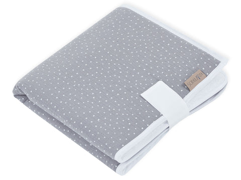 Matelas à langer de voyage mousseline pois gris