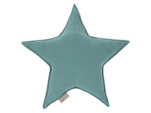 Coussin étoile mousseline Bleu Nil