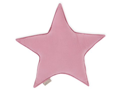 Coussin étoile mousseline rose