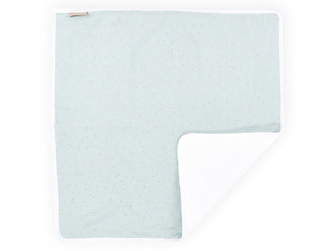 Matelas à langer mousseline pois dorés sur vert