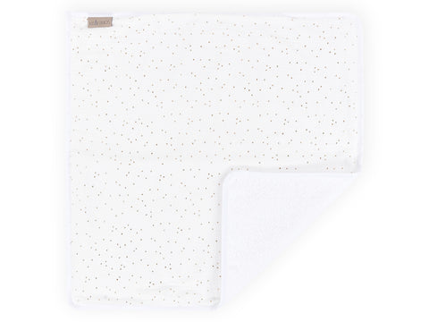 Matelas à langer mousseline pois dorés sur blanc