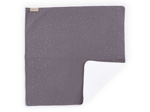 Matelas à langer mousseline pois dorés sur gris