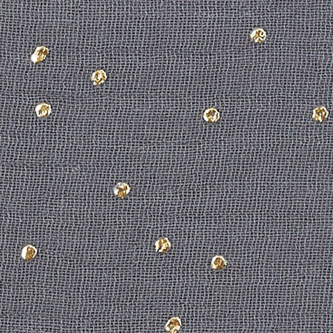 Tissu mousseline MGF pois dorés sur gris
