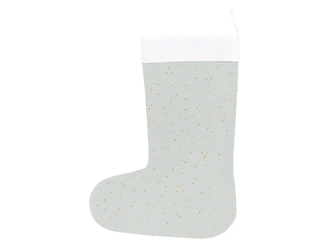 Chaussette de Noël mousseline pois dorés sur vert