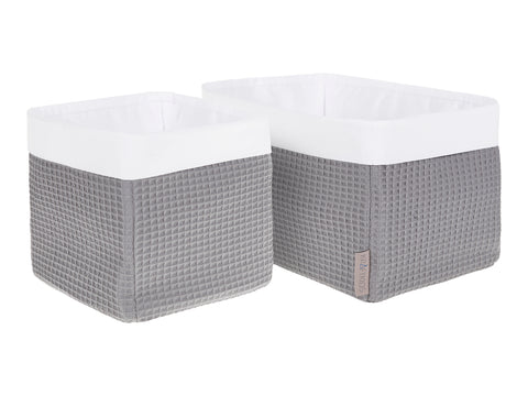 Panier gaufre piqué gris