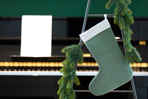 Chaussette de Noël double crêpe vert jade