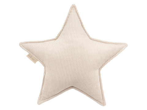 Coussin étoile velours côtelé beige taupe