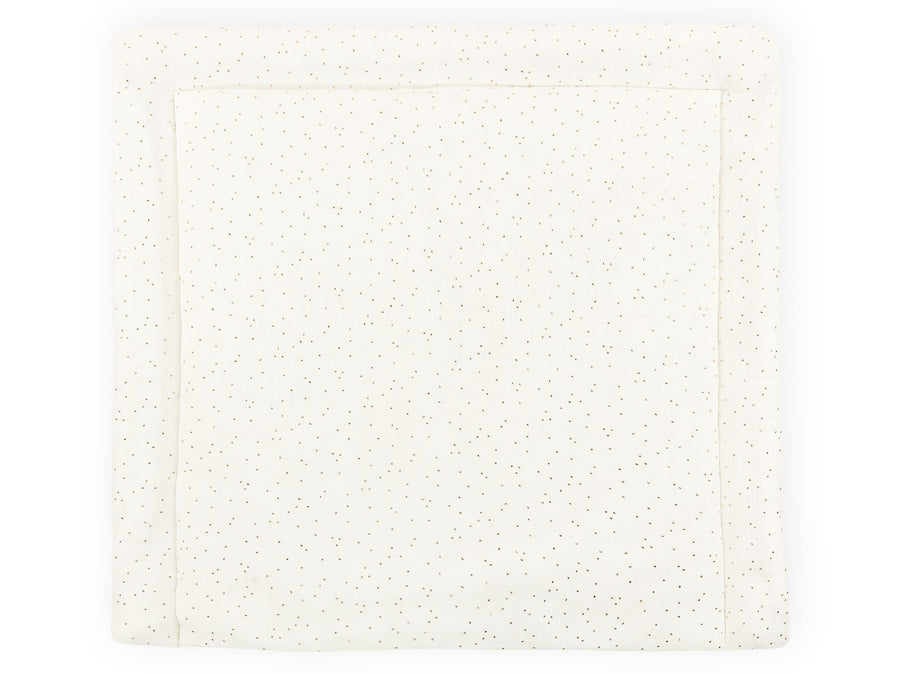 Mousseline à pois dorés sur blanc