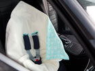 Babydecke für Babyschale Winter aus glattem Baumwollstoff – glatter Baumwollstoff weiße Pfeile auf Blau, Anwendung