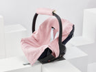 Babydecke für Babyschale Winter aus Musselin – Musselin goldene Punkte auf Rosa, Anwendung
