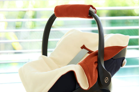 Babydecke für Babyschale Winter aus Doppelkrepp – Doppelkrepp Rot Herbstrot, Anwendung