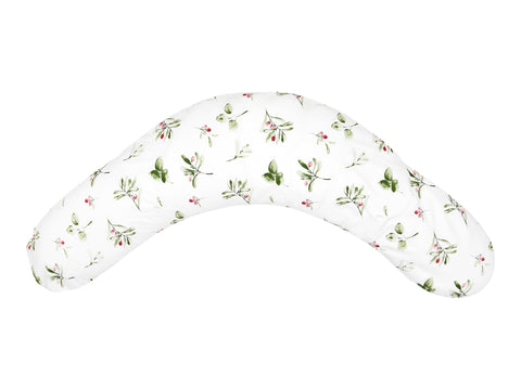 coussin d'allaitement de qualité branches vert rouge sur blanc