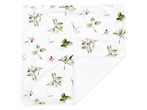 Matelas à langer branches vert rouge sur blanc