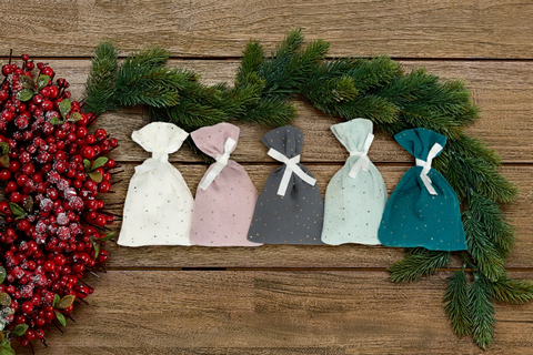 Calendrier de l'Avent Mousseline Pois Doré Vert Jaune Rose Blanc