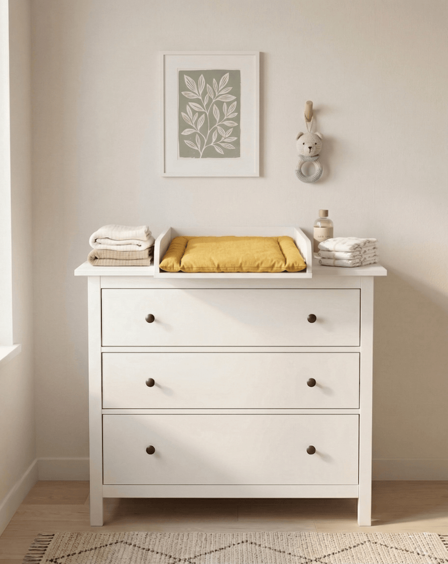 KraftKids Plan à langer blanc compatible avec commode HEMNES de 108 cm de large, surface à langer 50 x 70 cm