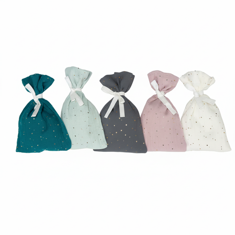 Calendrier de l'Avent Mousseline Pois Doré Vert Jaune Rose Blanc