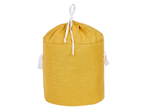 Panier à jouets lin jaune moutarde