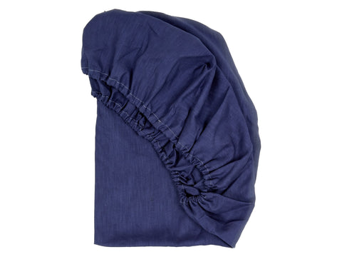 Drap housse lin bleu bleu foncé