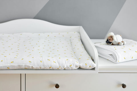 Matelas à langer mousseline jaune citrons