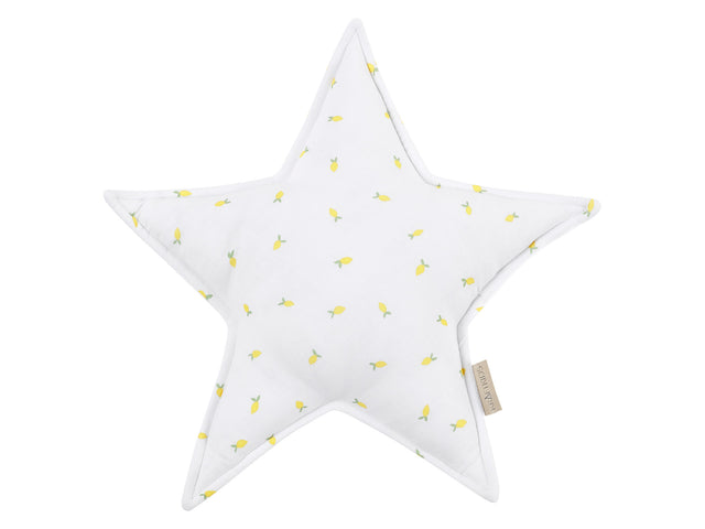 Coussin étoile mousseline jaune citrons