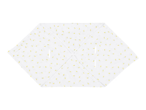 Babydecke für Babyschale Winter aus farbig bedrucktem Musselin – Musselin gelbe Zitronen, Produktansicht