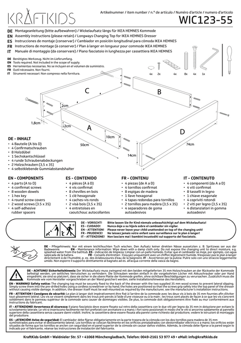 Couvercle d'emmaillotage blanc pour emmaillotage transversal adapté aux commodes HEMNES larges et étroites
