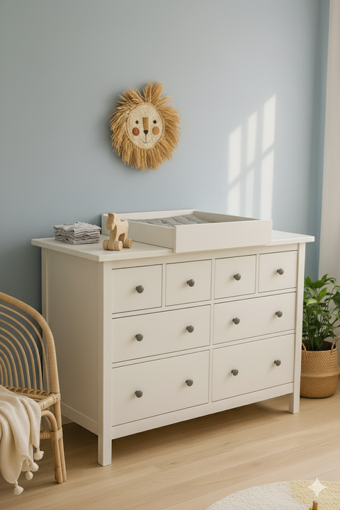Couvercle d'emmaillotage blanc pour emmaillotage transversal adapté aux commodes HEMNES larges et étroites