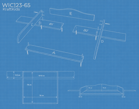 Plan à langer blanc compatible avec la commode GULLABERG 168 cm avec panneaux latéraux de recouvrement