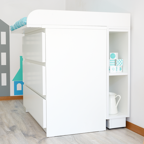 Étagère de rangement pour table à langer blanche adaptée à la commode MALM
