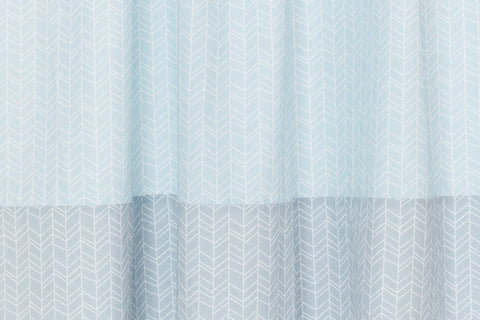 Rideaux motif plume blanc sur bleu