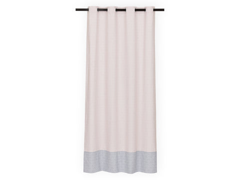 Rideaux motif plume blanc sur rose