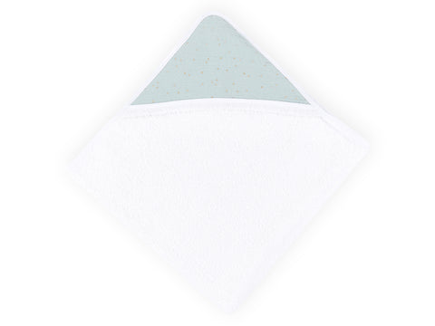 Cape de bain mousseline pois dorés sur vert