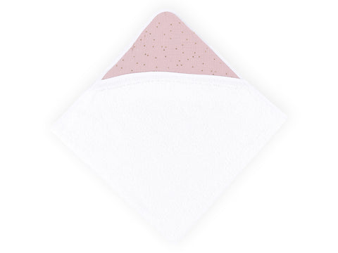 Cape de bain mousseline pois dorés sur rose