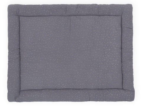 Tapis de jeu mousseline pois dorés sur gris