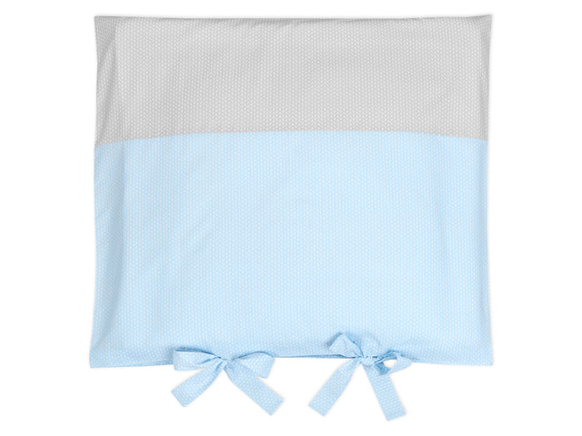 Housse pour matelas de table à langer petites feuilles bleu clair sur blanc