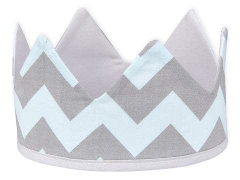 Couronne en tissu chevron gris clair et menthe