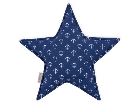 Oreiller Etoile Ancres Blanches sur Bleu Foncé