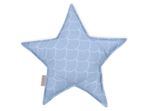 Coussin étoile demi-cercles blancs sur bleu pastel