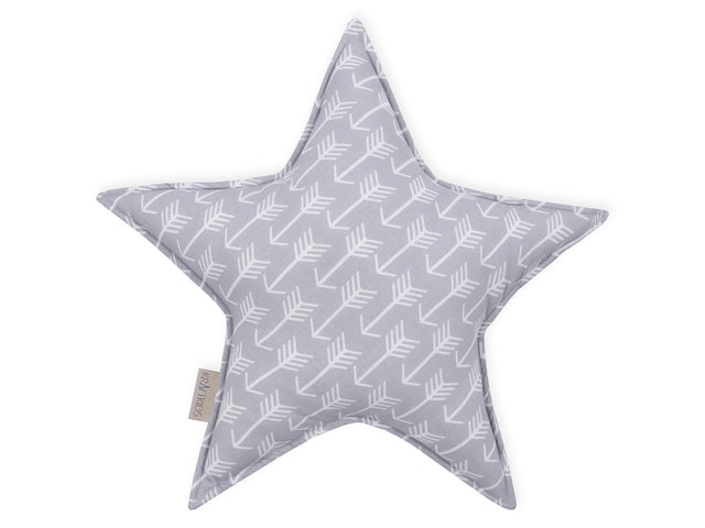 Oreiller étoile flèches blanches sur gris