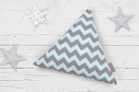 Tissu triangle chevron gris clair et menthe